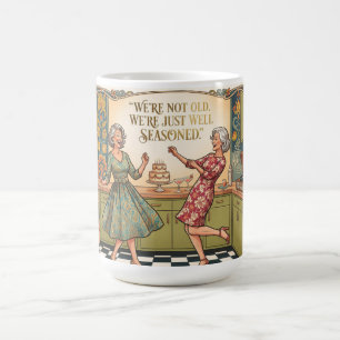 Retro Senior Women Dancing in a Kitchen Birthday Coffee Mug