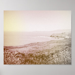 Retro Sepia California Coast   Poster