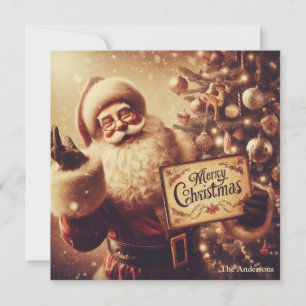 Retro sepia colours Retro Santa Claus smiling  Holiday Card