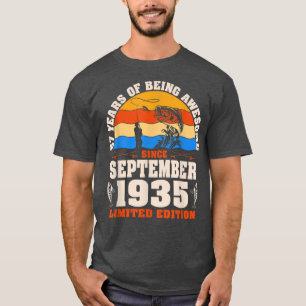 Retro September 1935 87 Year Old Fishing Lover 87t T-Shirt