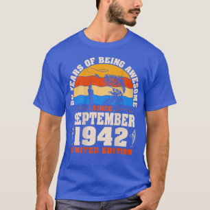 Retro September 1942 80 Year Old Fishing Lover 80t T-Shirt