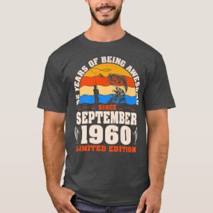 Retro September 1960 62 Year Old Fishing Lover 62n T-Shirt