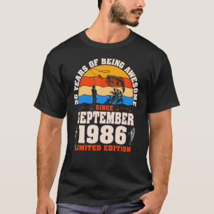 Retro September 1986 36 Year Old Fishing 36th Bir T-Shirt