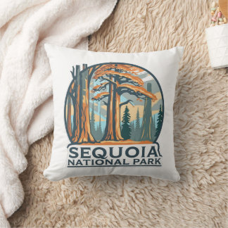 retro Sequoia National Park Giant Sequoia Trees Cushion