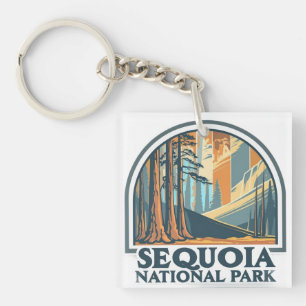 retro Sequoia National Park Giant Sequoia Trees Key Ring