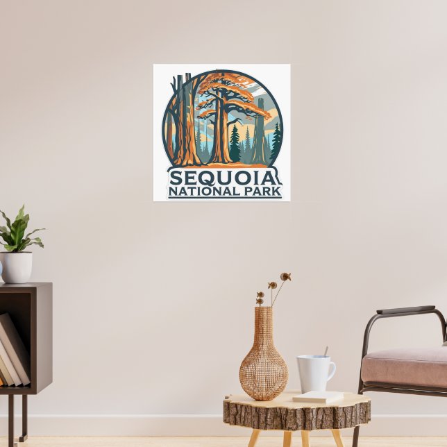 retro Sequoia National Park Giant Sequoia Trees Poster (Living Room 3)