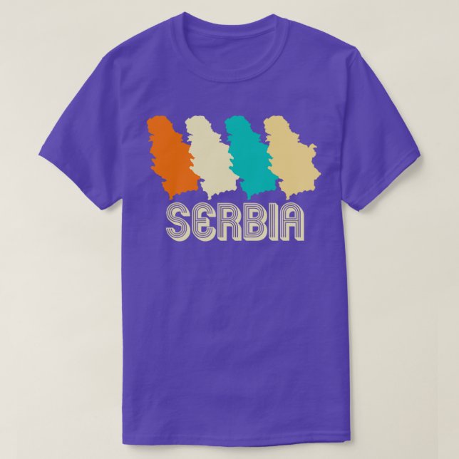 Retro Serbia Map T-Shirt (Design Front)