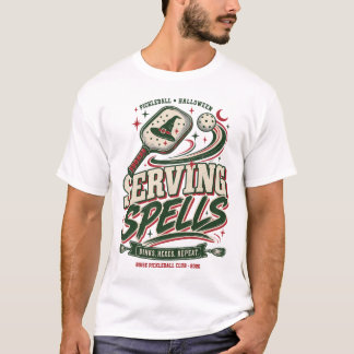 Retro Serving Spells Pickleball Halloween Sports T-Shirt