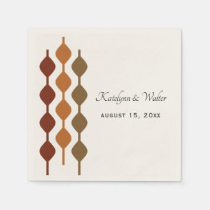 Retro Seventies 1970s Geometric Wedding Napkin