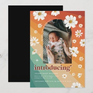 Retro Seventies Arch Photo Birth Announcement