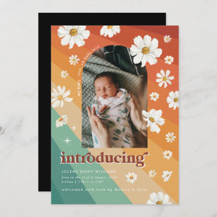 Retro Seventies   Arch Photo Birth Announcement