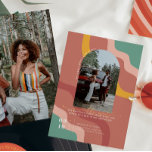 Retro Seventies | Arch Photo Save the Date<br><div class="desc">This retro photo save the date card features your photo in an arch frame, retro stripes, and "save the date" in a beautiful free-spirited script that can be changed to any colour. Background colour can be personalised as well. These professionally designed cards are quickly customisable. What's old is new again—at...</div>