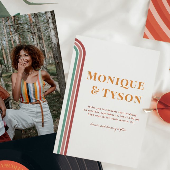 Retro Seventies | Dusty Rose Terra Cotta Wedding Invitation (Creator Uploaded)