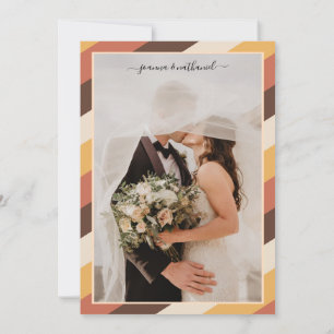 Retro Seventies Striped We Eloped Announcement 70s