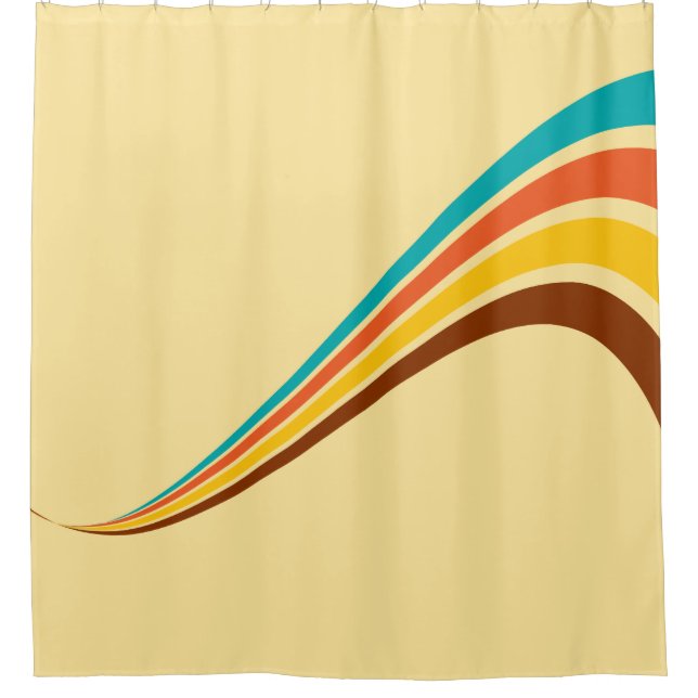 Retro Seventies Stripes On Cream Shower Curtain (Front)