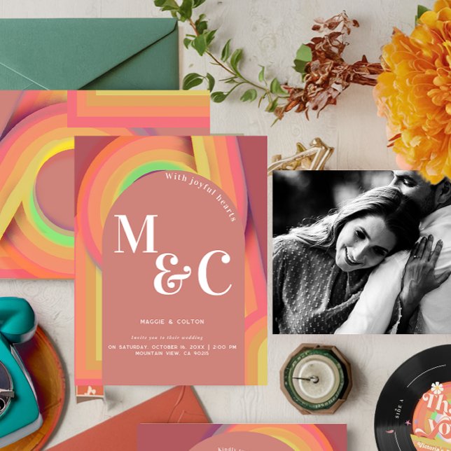 Retro Seventies Stripes Wedding Invitation (Creator Uploaded)