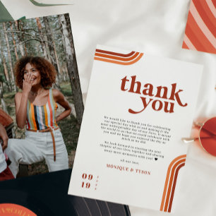 Retro Seventies   Wedding Place Setting Thank You Card