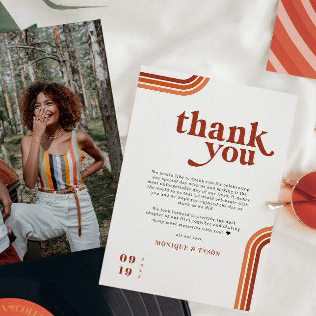 Retro Seventies | Wedding Place Setting Thank You Card (Creator Uploaded)