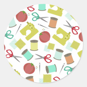 Retro Sewing Themed Envelope Seal Sticker