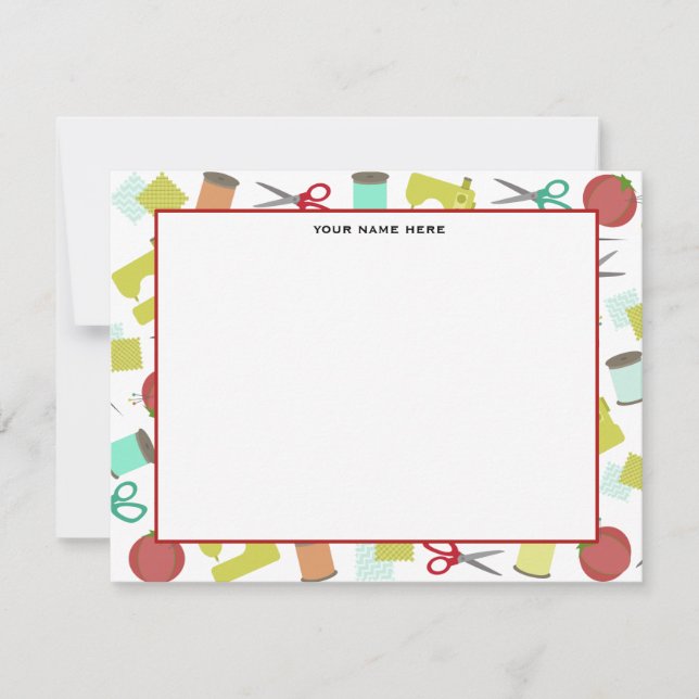 Retro Sewing Themed Flat Notecards (Front)