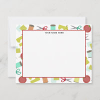 Retro Sewing Themed Flat Notecards