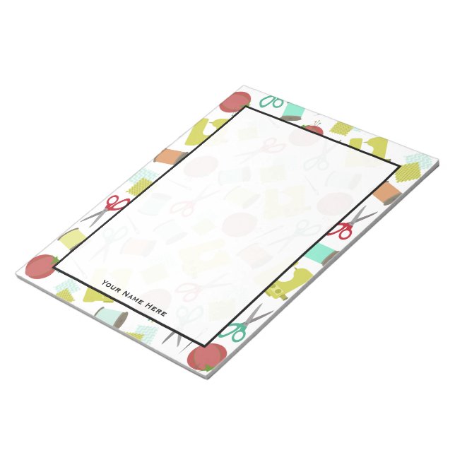Retro Sewing Themed Notepad (Angled)