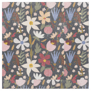 Retro, shabby chic wild flowers fabric