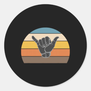Retro Shaka Hand Surf Sign - Cool Surfer Surfing C Classic Round Sticker