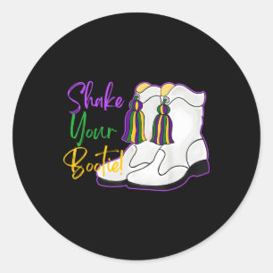 Retro Shake Your Bootie Mardi Gras Funny Gifts Wom Classic Round Sticker