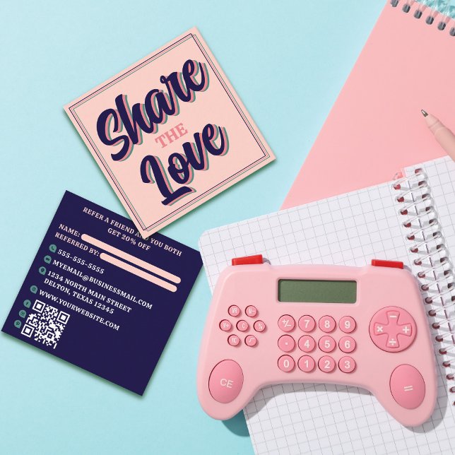 Retro Share the Love Typography Cool Colour Scheme Referral Card (Creator Uploaded)