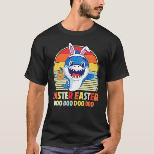 Retro Shark Easter Day Bunny Vintage Funny T-Shirt