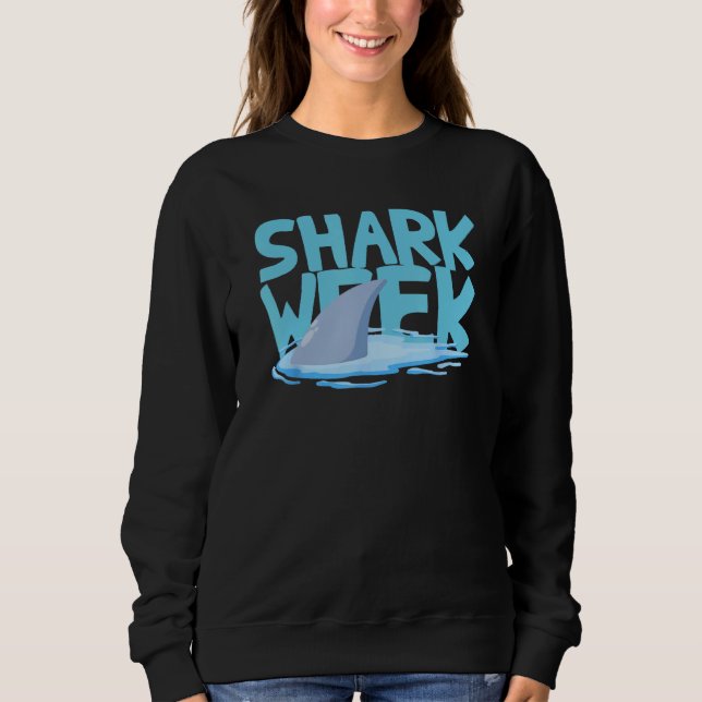 Retro Shark Ocean Biologist Animal  Shark Fin Week Sweatshirt (Front)