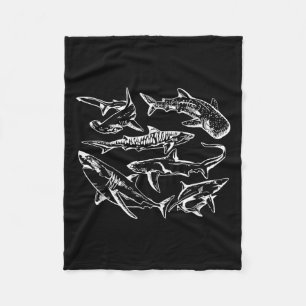 Retro Shark Specie Ocean Marine Lover Fish Summer Fleece Blanket