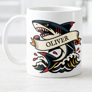 Retro Shark Tattoo Nautical Coffee Mug