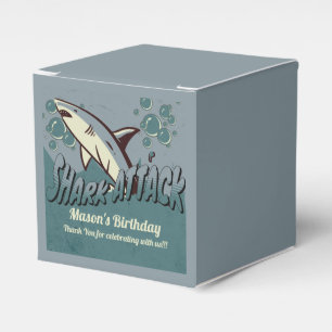 Retro Shark Themed Birthday Party Square Favour Box