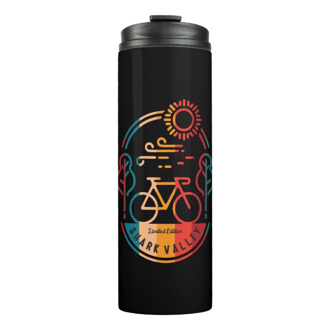 Retro Shark Valley Bike Trail Thermal Tumbler (Front)