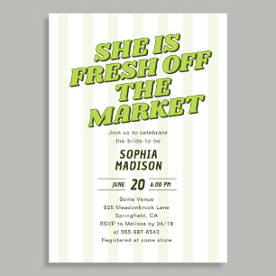 Retro She Is Fresh Off The Market Bridal Shower Invitation