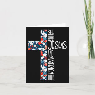 Retro She Loves Jesus And America Too 4th Of July Card