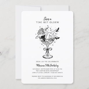 Retro She's a Tini Bit Older Hand drawn Birthday  Invitation