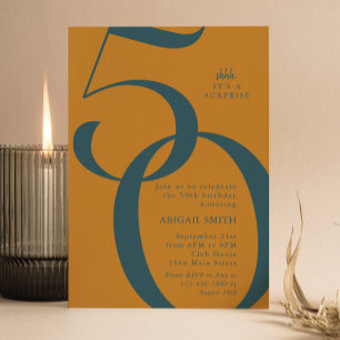 Retro Shh It's a Surprise 50th Birthday Party Invitation