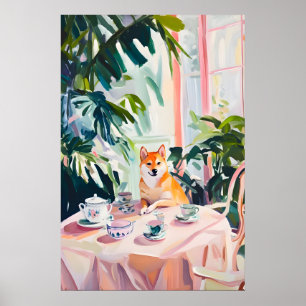 Retro Shiba Inu Poster, Shiba Inu Oil Painting Poster