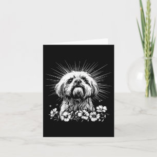 Retro Shih Tzu Dog Lover Tattoo Style _1  Card