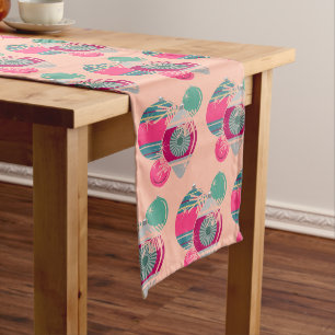 Retro Shiny Brite Christmas Ornaments Long Table Runner