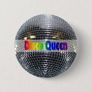 Retro Shiny Silver Mirror Disco Ball Disco Queen 6 Cm Round Badge