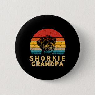 Retro Shorkie Grandpa Dog Lovers Paw Dad Fathers D 6 Cm Round Badge