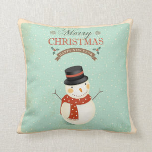 Retro Showmen Happy New Year Merry Christmas Cushion
