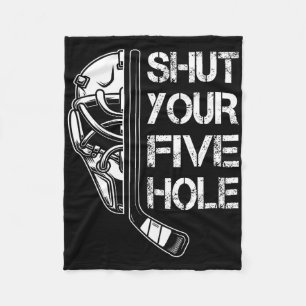 Retro Shut Your Five Hole Goalie Vintage Hockey Pl Fleece Blanket
