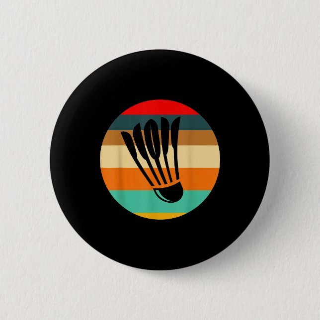 Retro Shuttle Badminton  6 Cm Round Badge (Front)