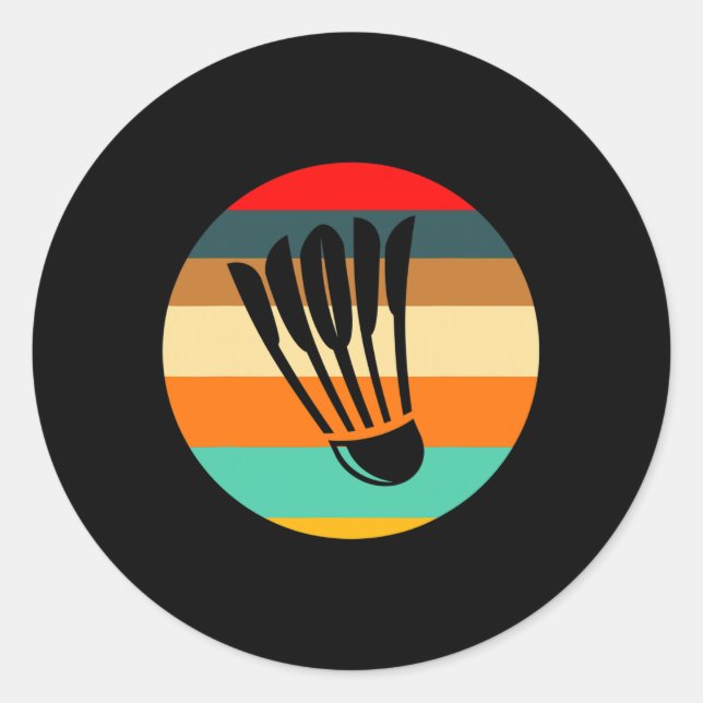Retro Shuttle Badminton  Classic Round Sticker (Front)