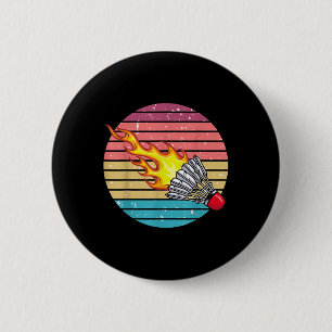 Retro Shuttle Fun Badminton Sports Player Coach Gr 6 Cm Round Badge